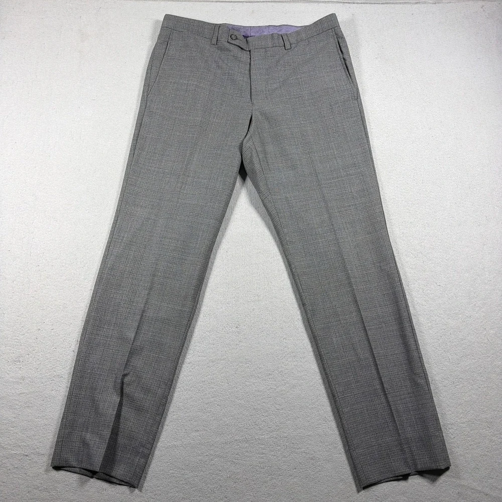 Ted Baker Dress Pants Mens 34x32 Gray Wool Check Slim Fit Jarrett Pant Canada